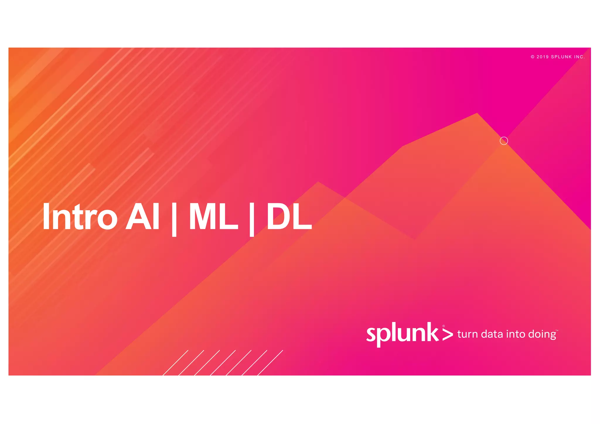 © 2 0 1 9 S P L U N K I N C .
Intro AI | ML | DL
 