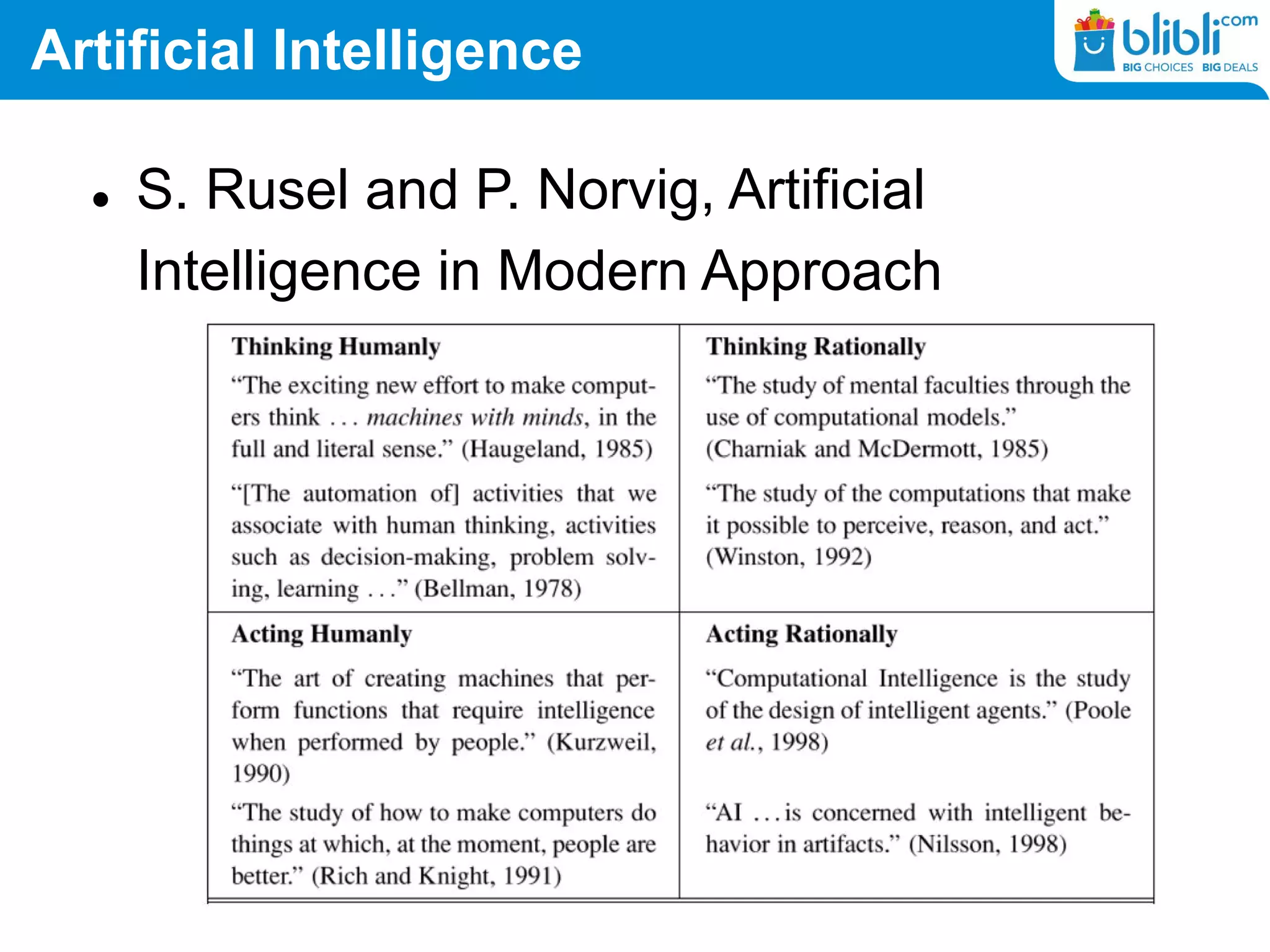 Artificial Intelligence
 S. Rusel and P. Norvig, Artificial
Intelligence in Modern Approach
 