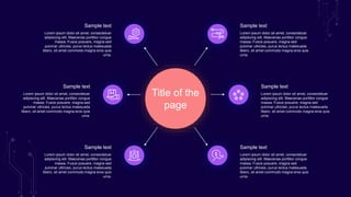 Title of the
page
Sample text
Lorem ipsum dolor sit amet, consectetuer
adipiscing elit. Maecenas porttitor congue
massa. Fusce posuere, magna sed
pulvinar ultricies, purus lectus malesuada
libero, sit amet commodo magna eros quis
urna.
Sample text
Lorem ipsum dolor sit amet, consectetuer
adipiscing elit. Maecenas porttitor congue
massa. Fusce posuere, magna sed
pulvinar ultricies, purus lectus malesuada
libero, sit amet commodo magna eros quis
urna.
Sample text
Lorem ipsum dolor sit amet, consectetuer
adipiscing elit. Maecenas porttitor congue
massa. Fusce posuere, magna sed
pulvinar ultricies, purus lectus malesuada
libero, sit amet commodo magna eros quis
urna.
Sample text
Lorem ipsum dolor sit amet, consectetuer
adipiscing elit. Maecenas porttitor congue
massa. Fusce posuere, magna sed
pulvinar ultricies, purus lectus malesuada
libero, sit amet commodo magna eros quis
urna.
Sample text
Lorem ipsum dolor sit amet, consectetuer
adipiscing elit. Maecenas porttitor congue
massa. Fusce posuere, magna sed
pulvinar ultricies, purus lectus malesuada
libero, sit amet commodo magna eros quis
urna.
Sample text
Lorem ipsum dolor sit amet, consectetuer
adipiscing elit. Maecenas porttitor congue
massa. Fusce posuere, magna sed
pulvinar ultricies, purus lectus malesuada
libero, sit amet commodo magna eros quis
urna.
 