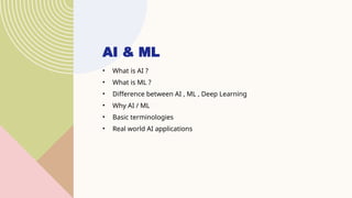 Ai & ML workshop-1.pptx ppt presentation | PPTX