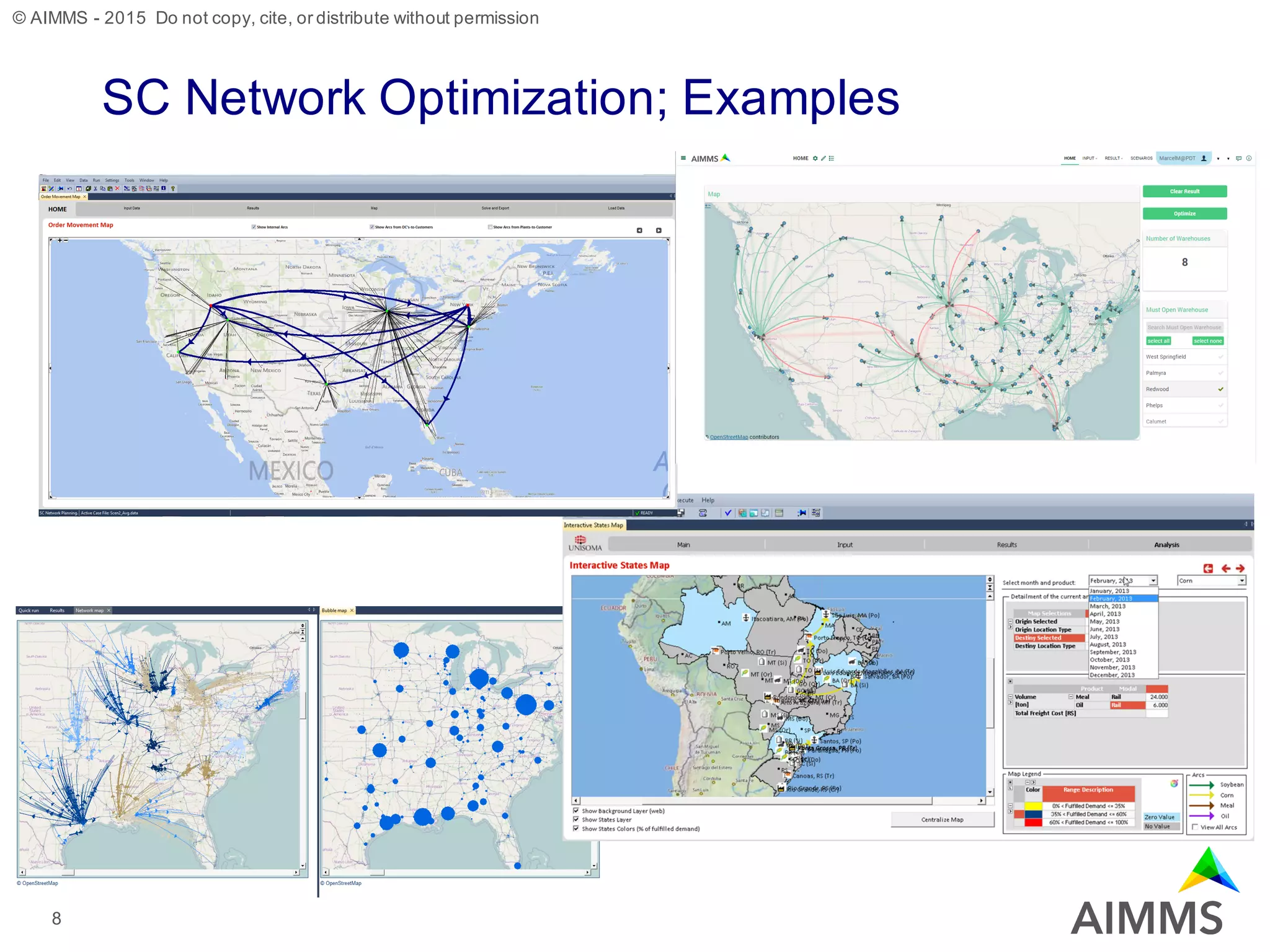 © AIMMS - 2015 Do not copy, cite, or distribute without permission
SC Network Optimization; Examples
8
 