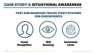 CASE STUDY 4: SITUATIONAL AWARENESS
Facial
Recognition
IRIS
Scanning
Automated
Lanes
FAST AND SEAMLESS TRAVEL (FAST) SYSTE...