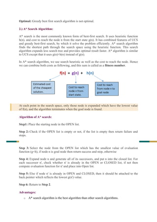Ucs And Greedy Algorithm Problem Examples artificial intelligence and machine learning iNTRODUCTION class notes ...