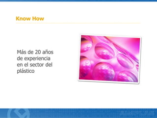 Know How
Más de 20 años
de experiencia
en el sector del
plástico
 
