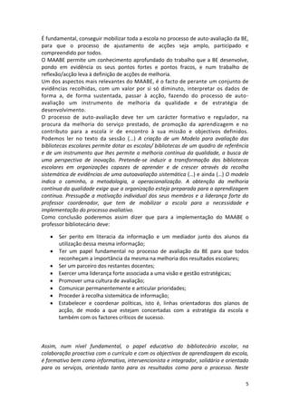 A implementação do Modelo de Autovaliação