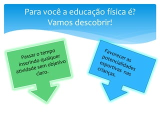 Para você a educação física é?
      Vamos descobrir!
 
