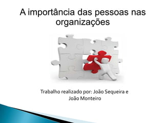 A importância das pessoas nas
         organizações




    Trabalho realizado por: João Sequeira e
                João Monteiro
 