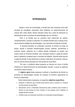 A importância da família para o processo da aprendizagem escolar por ...
