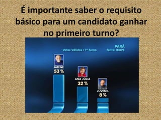 É importante saber o requisito básico para um candidato ganhar no primeiro turno?