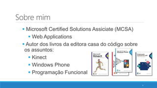  Microsoft Certified Solutions Assiciate (MCSA)
 Web Applications
 Autor dos livros da editora casa do código sobre
os assuntos:
 Kinect
 Windows Phone
 Programação Funcional
4
GUI
Sobre mim
 