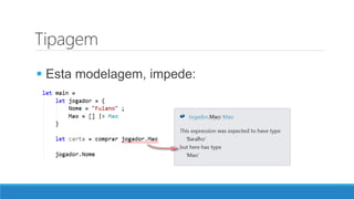 Tipagem
 Esta modelagem, impede:
 