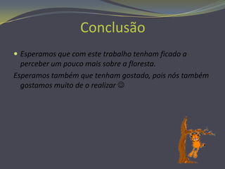 As alterações sofridas nas florestas portuguesas.A floresta portuguesa é característica de um clima mediterrânico e, em tempos atrás, era constituída em larga escala por espécies como o carvalho-alvarinho, o castanheiro, a azinheira, o sobreiro, o medronheiro e a oliveira. Dessas áreas restam manchas florestais e das espécies apenas pequenas zonas ou núcleos. Da zona vegetal primitiva portuguesa resta a mata do Solitário, na Serra da Arrábida.O que está a destruir as florestas?Conversão para agricultura;
