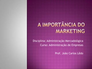 A Importância do Marketing Disciplina: Administração Mercadológica Curso: Administração de Empresas  Prof. João Carlos Lêdo 