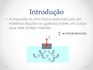 Introdução
• A impulsão é uma força exercida por um
material (liquido ou gasoso) sobre um corpo
que nele esteja inserido.
VETOR IMPULSÃO
 