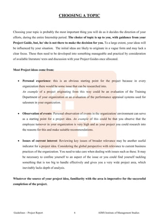 Aims internship project - presentation & preparation - guidelines | PDF