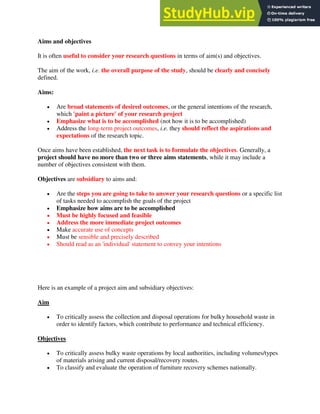 Aims And Objectives | PDF