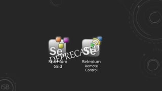 Selenium
Grid
Selenium
Remote
Control
 