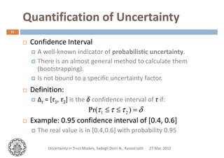 Quantification of UncertaintyQuantification of Uncertainty
Confidence IntervalConfidence Interval
A well-known indicator o...