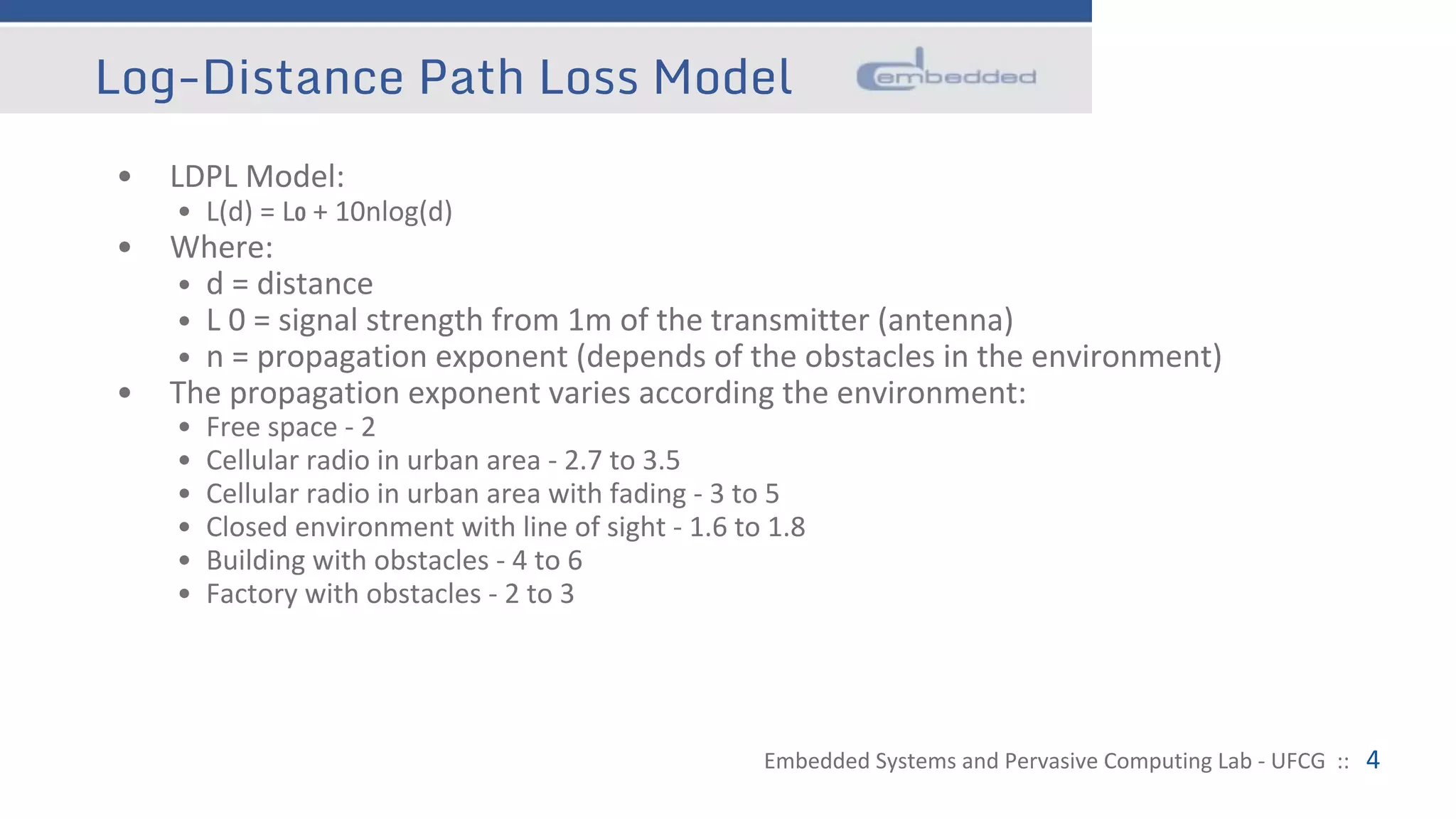 Log-Distance Path Loss Model