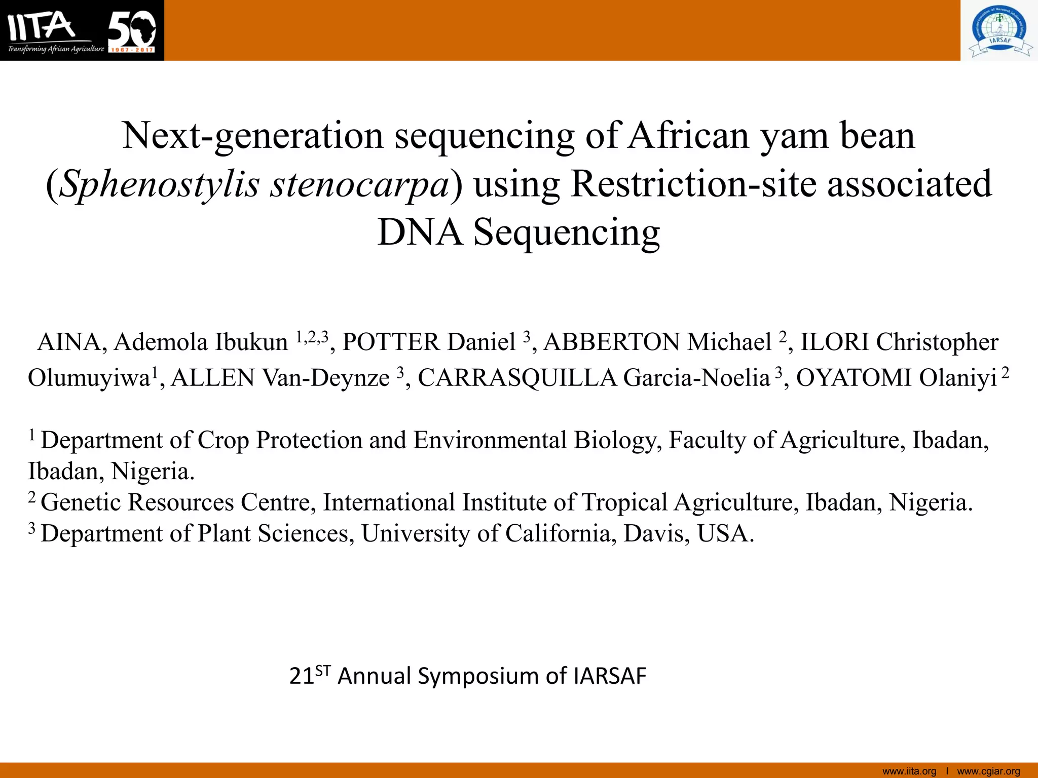 Next-generation sequencing of African yam bean (Sphenostylis stenocarpa ...