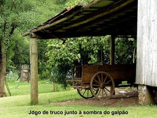 Jogo de truco junto à sombra do galpãoJogo de truco junto à sombra do galpão
 