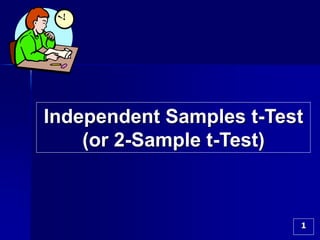 1
Independent Samples t-Test
(or 2-Sample t-Test)
 