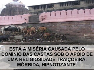 ESTÁ A MISÉRIA CAUSADA PELO DOMÍNIO DAS CASTAS SOB O APOIO DE UMA RELIGIOSIDADE TRAIÇOEIRA, MÓRBIDA, HIPNOTIZANTE. 