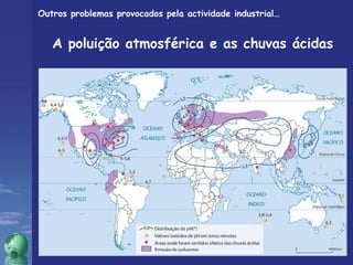 Outros problemas provocados pela actividade industrial… A poluição atmosférica e as chuvas ácidas 