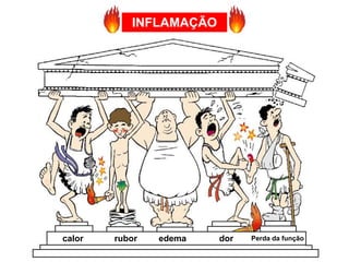 calor rubor edema dor Perda da função
INFLAMAÇÃO
 