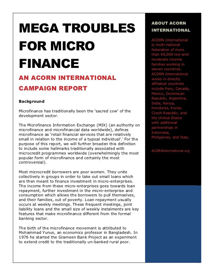 acorn international microfinance report