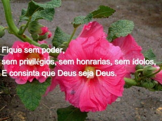 Fique sem poder,
sem privilégios, sem honrarias, sem ídolos,
E consinta que Deus seja Deus.
 