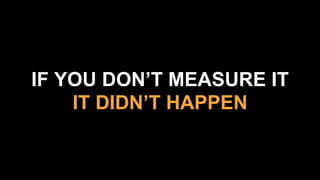 IF YOU DON’T MEASURE IT
IT DIDN’T HAPPEN
 