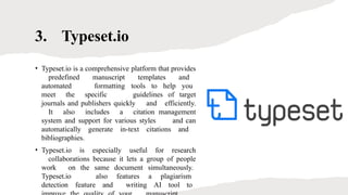 ai open tools for research analysis, validation and bibliography. | PPTX