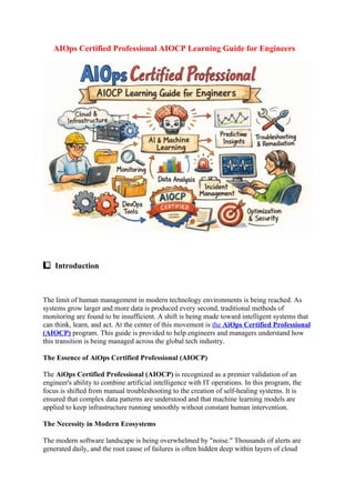 AIOps Certified Professional AIOCP Learning Guide for Engineers.docx