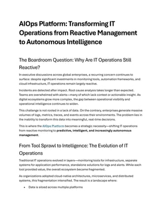 AIOps Platform: Transforming IT Operations from Reactive Management to ...