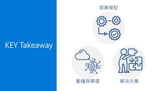 KEY Takeaway
商業模型
解決方案數據與學習
 