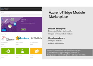 https://azuremarketplace.microsoft.com/en-
us/marketplace/apps/category/internet-of-
things?page=1&subcategories=iot-edge-modules
 