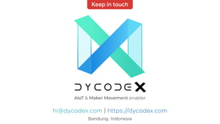 hi@dycodex.com | https://dycodex.com
AIoT & Maker Movement enabler
Bandung, Indonesia
Keep in touch
 