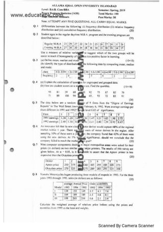 Aiou Business Statistics 1430 Past papers.pdf