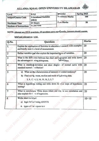 Aiou Business Statistics 1430 Past papers.pdf