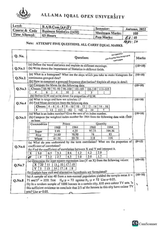 Aiou Business Statistics 1430 Past papers.pdf