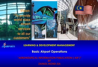 LEARNING & DEVELOPMENT MANAGEMENT  Basic Airport Operations “AERONOUTICAL INFORMATION PUBLICATION ( AIP )” BY ZAINOL MOHD ISA 