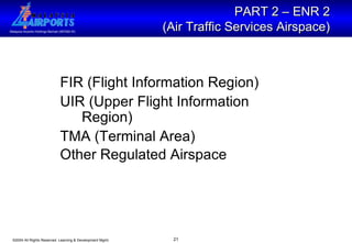 PART 2 – ENR 2  (Air Traffic Services Airspace)   FIR (Flight Information Region) UIR (Upper Flight Information Region)  TMA (Terminal Area) Other Regulated Airspace   
