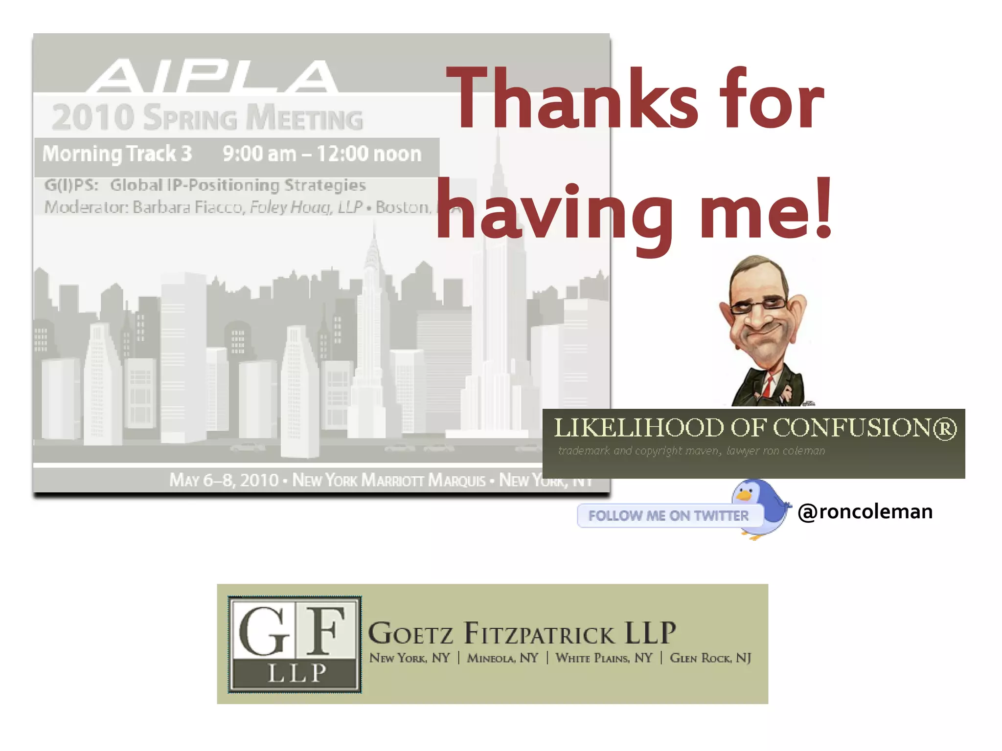 Thanks for
having me!


         @roncoleman
 