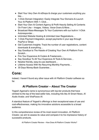 AI Platform Creator Review - DFY Al App | PDF
