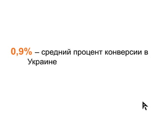 0,9% – средний процент конверсии в
    Украине
 