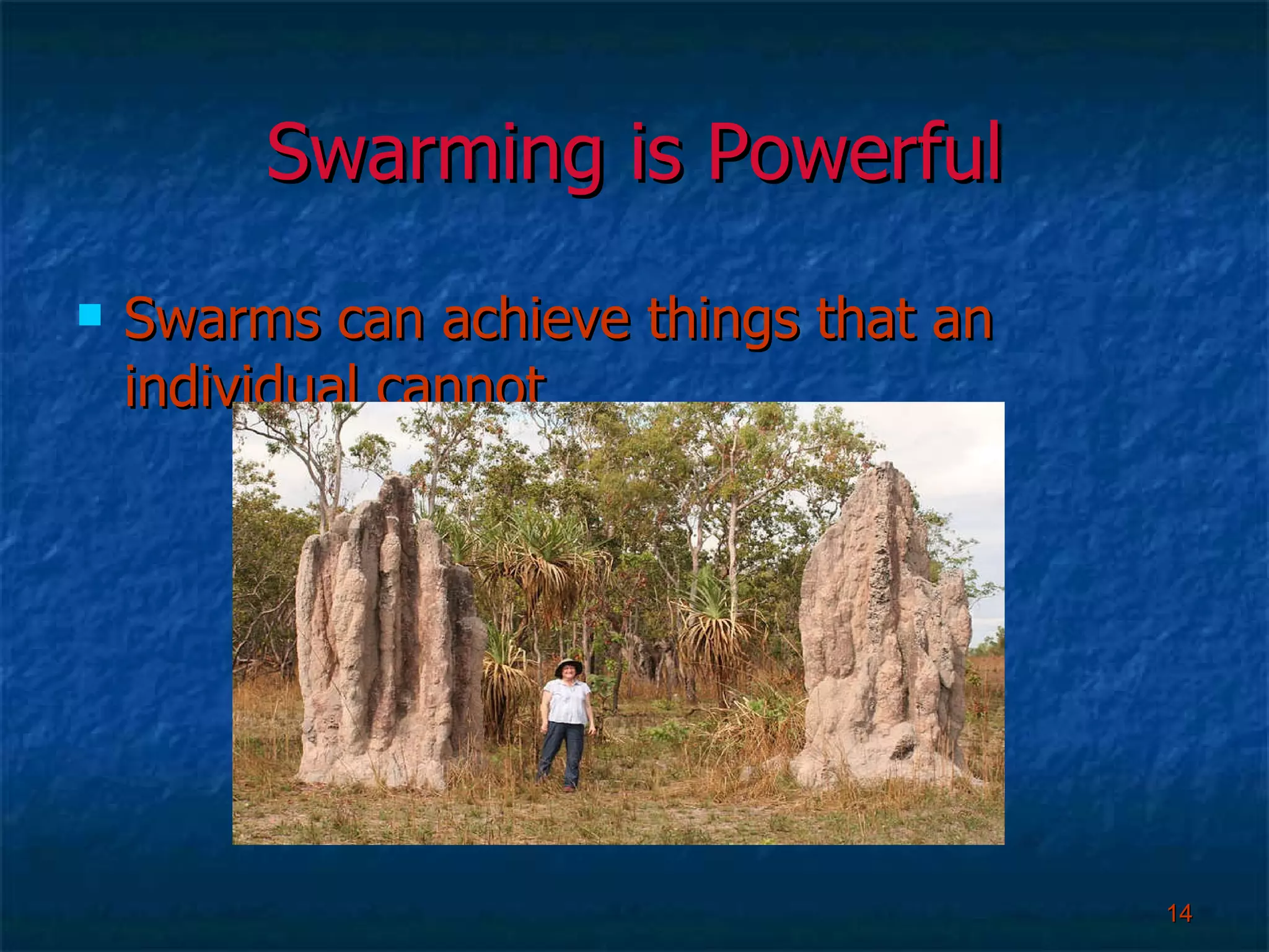 Swarming is Powerful Swarms can achieve things that an individual cannot 