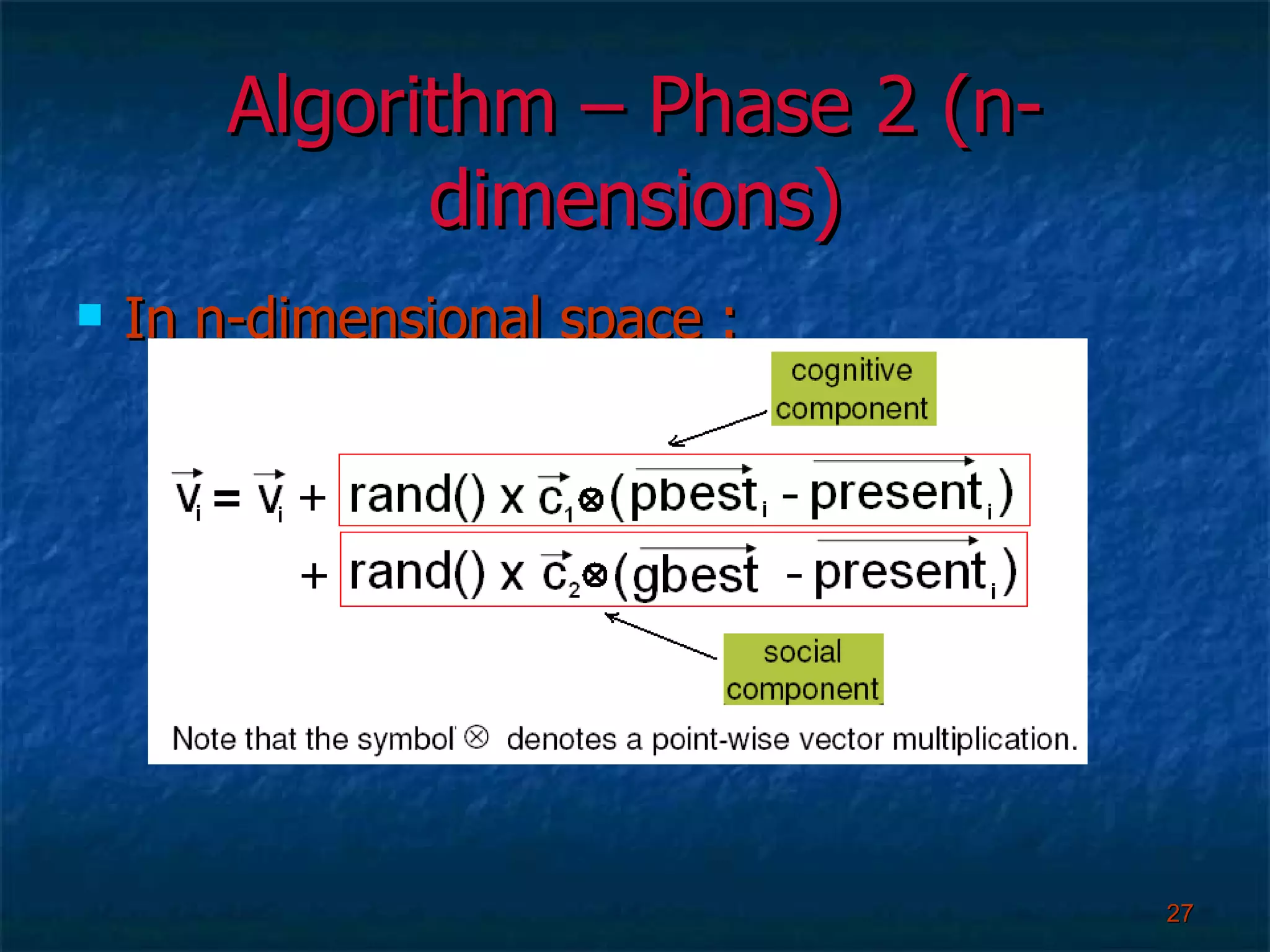 Algorithm – Phase 2 (n-dimensions) In n-dimensional space : 