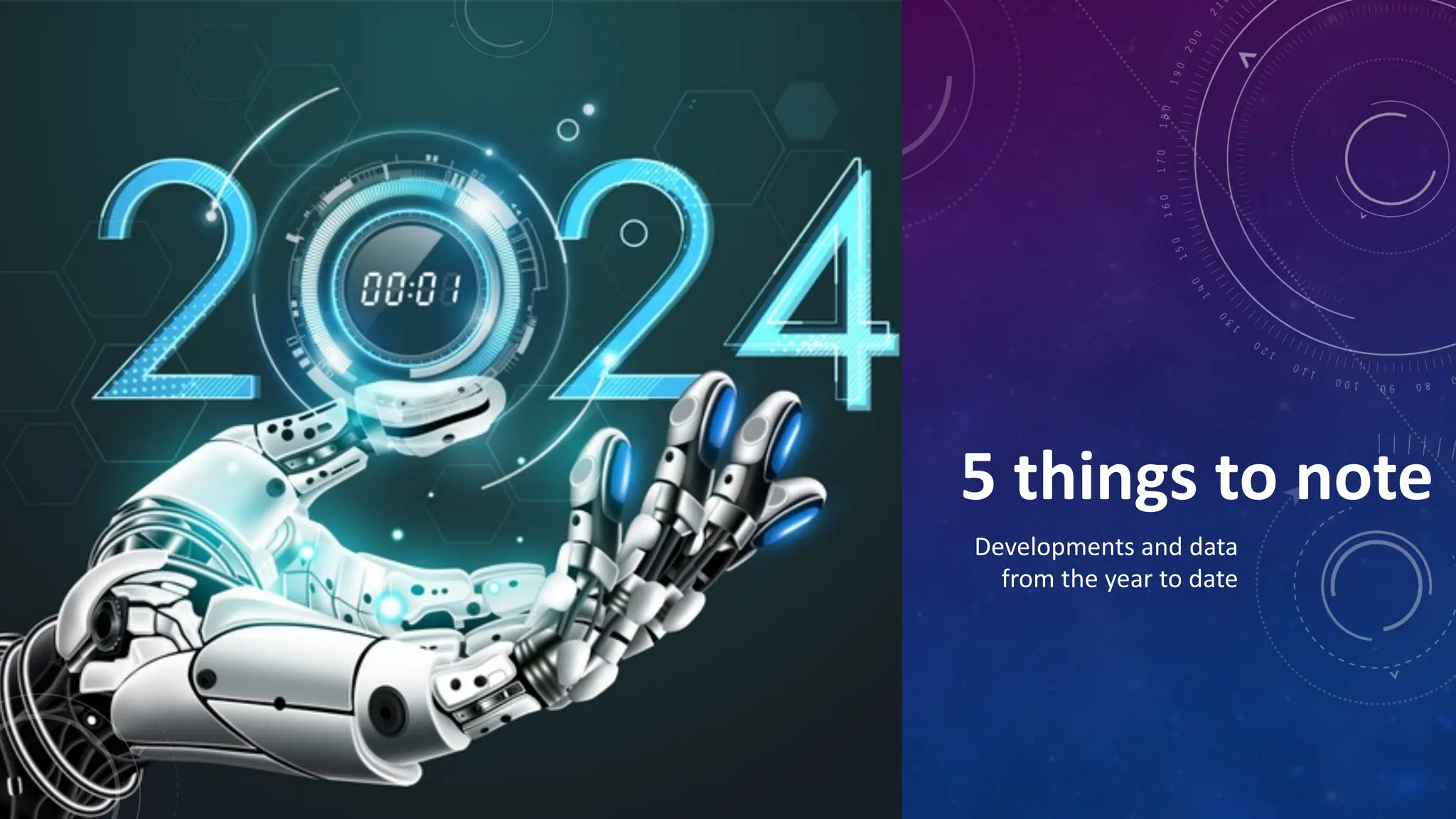 5 things to note
Developments and data
from the year to date
 