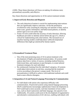 Role of AI in Autism spectrum disorder (ASD) | PDF